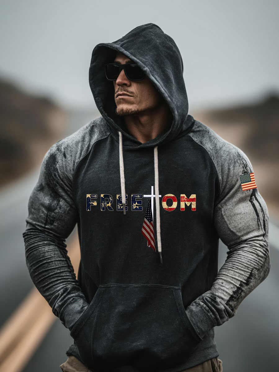 Men's Freedom Printed Casual Hoodie