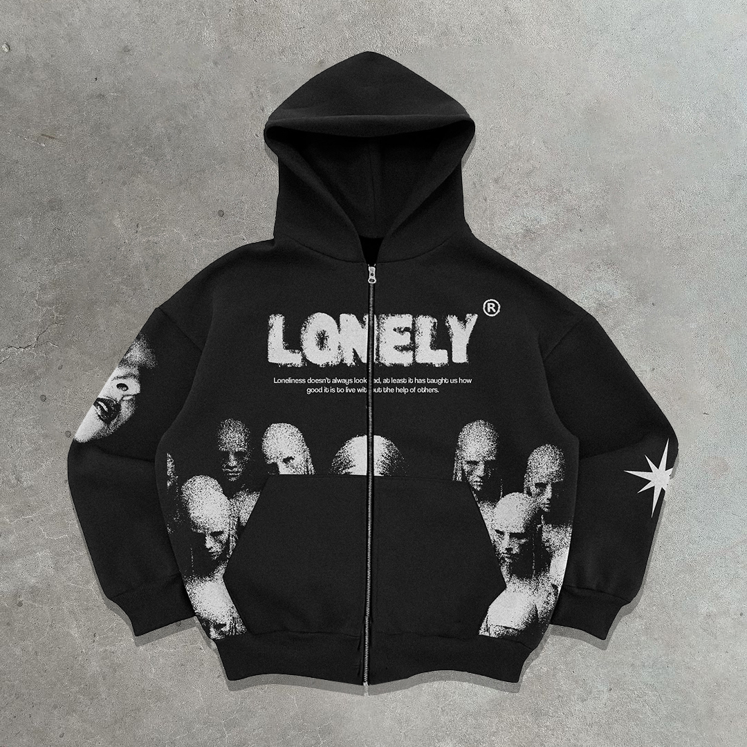 Lonely Casual Street Zip Hoodie