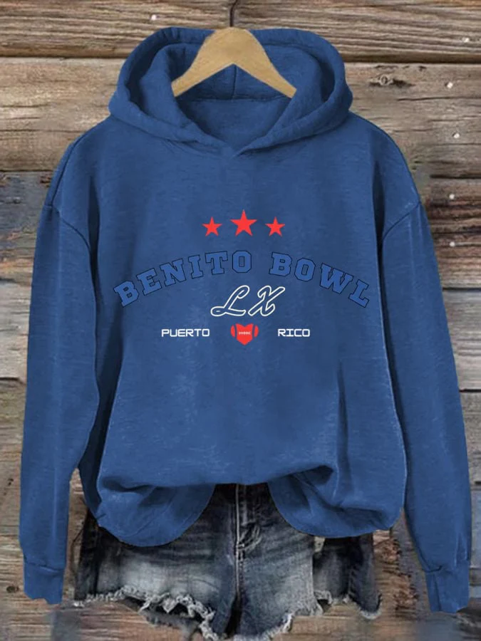 Retro Puerto Rico Print Hoodie