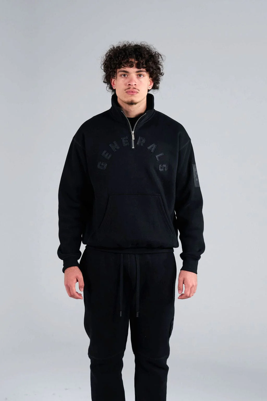 Generals Oversized Qtr Zip Jet Black
