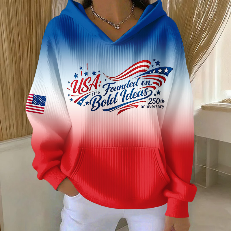 Women's US 250th Anniversary Print Casual Hoodie