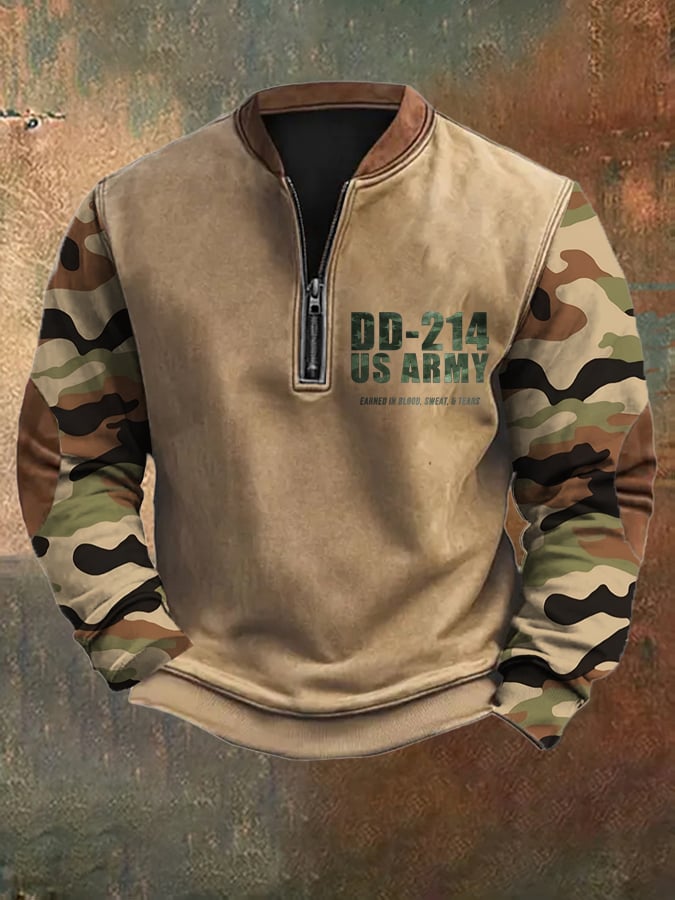 Men's Retro DD-214 Veteran Zip Collar Sweatshirt
