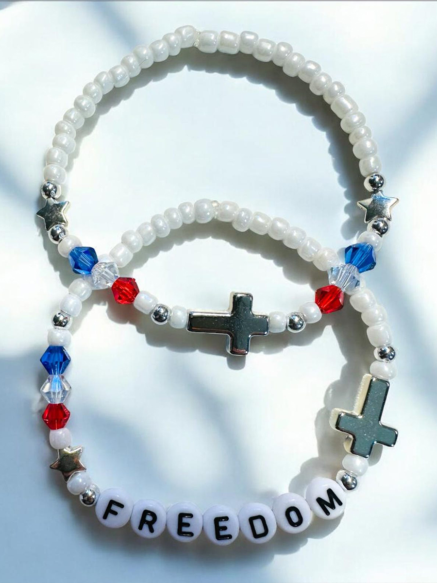 Freedom And Faith Cross Beaded Bracelet