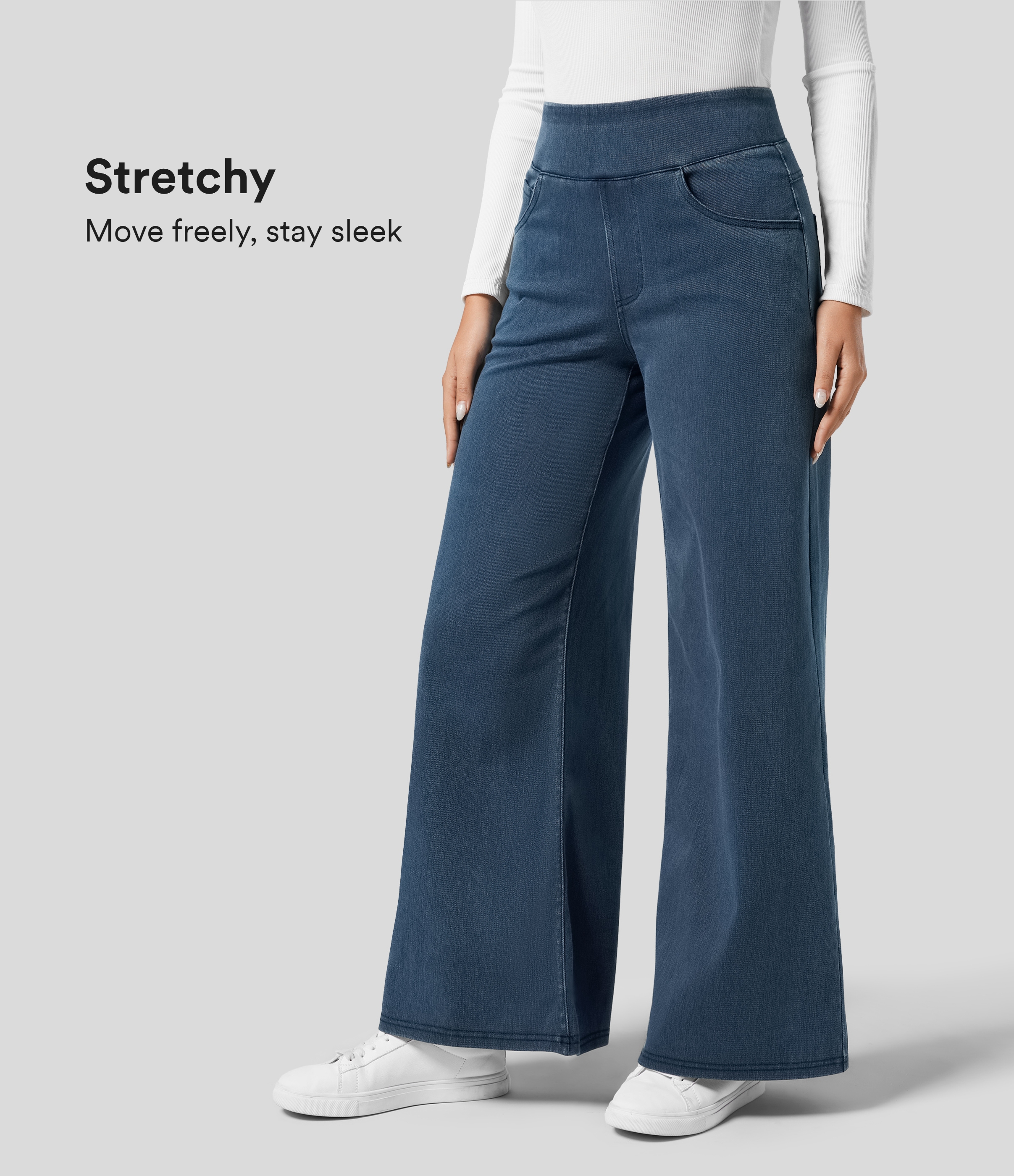Halara Flex™ High Waisted Pockets Wide Leg Loose Work Jeans