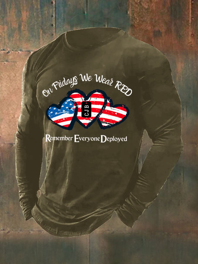Men's On Fridays We Wear Red Printed T-Shirt