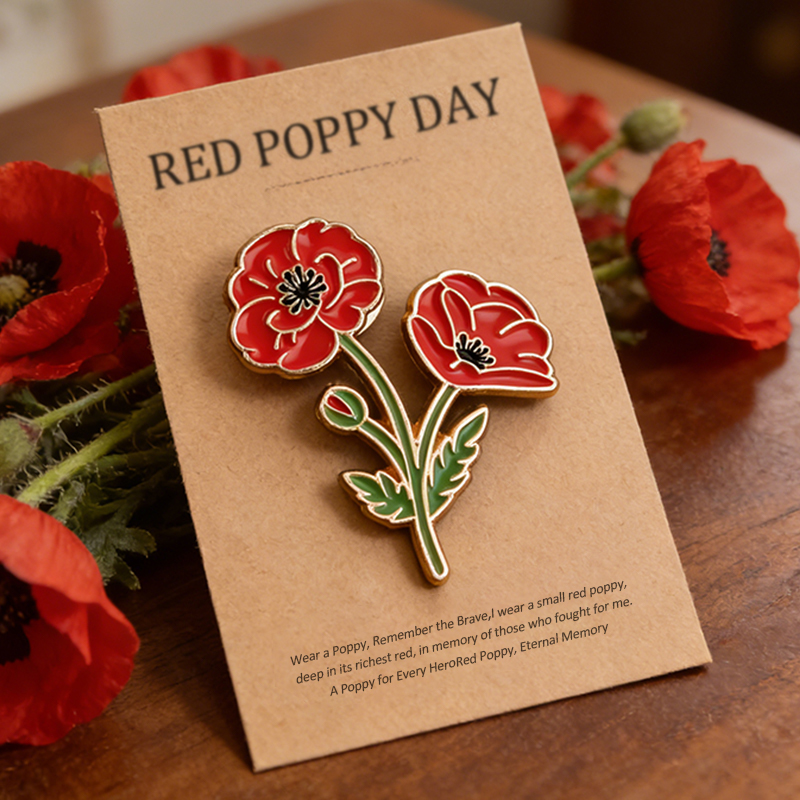 Unisex Memorial Day Poppy Exquisite Brooch