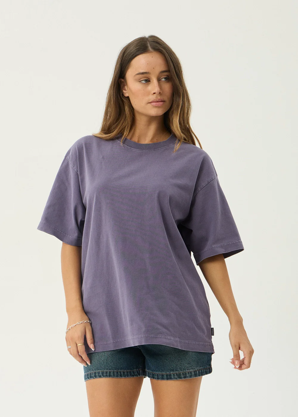 AFENDS Mens Genesis - Heavyweight Boxy Tee - Vintage Aubergine