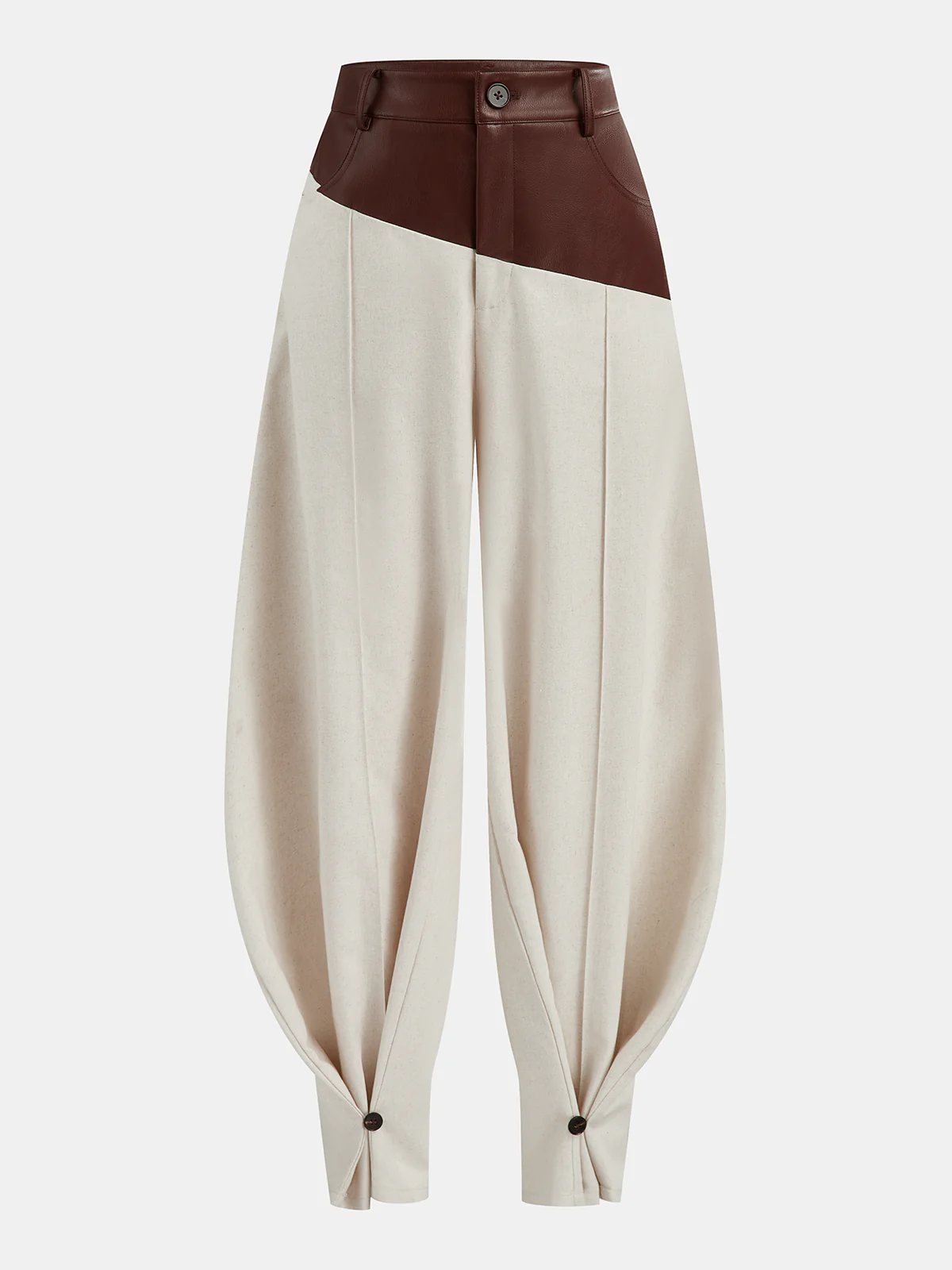 Faux Leather Paneled Balloon Pants