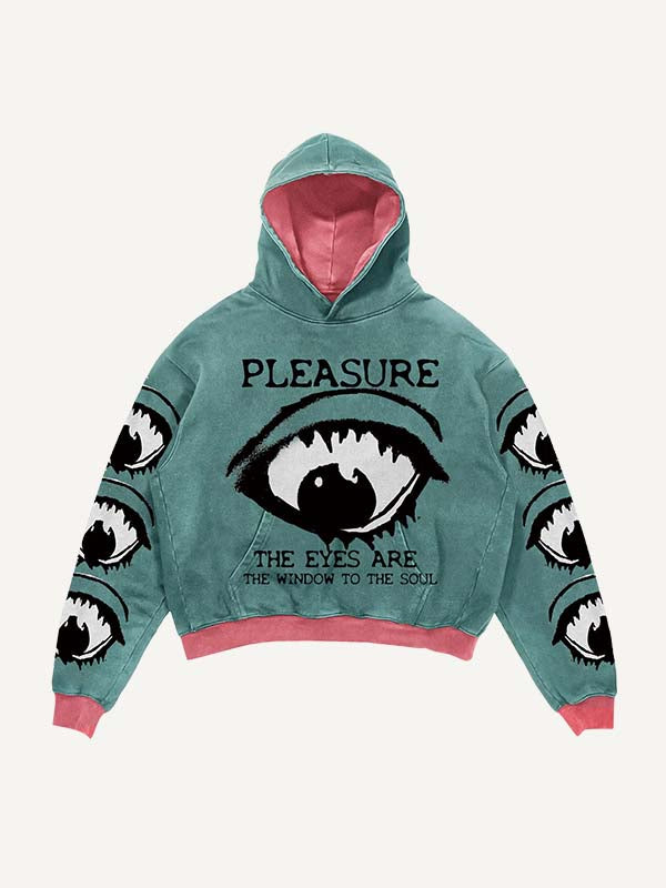 Eye&Letter Print Slant Pockets Hoodie