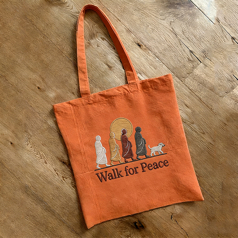 Walk For Peace Monks With Aloka Dog Ecofriendly Tote Bag