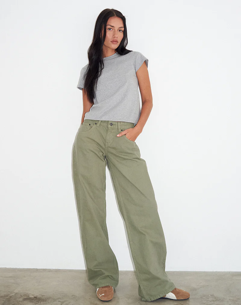 Low Rise Parallel Jeans in Fern Green