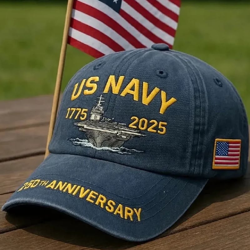 Men's Vintage Navy 250th Anniversary Printed Hat