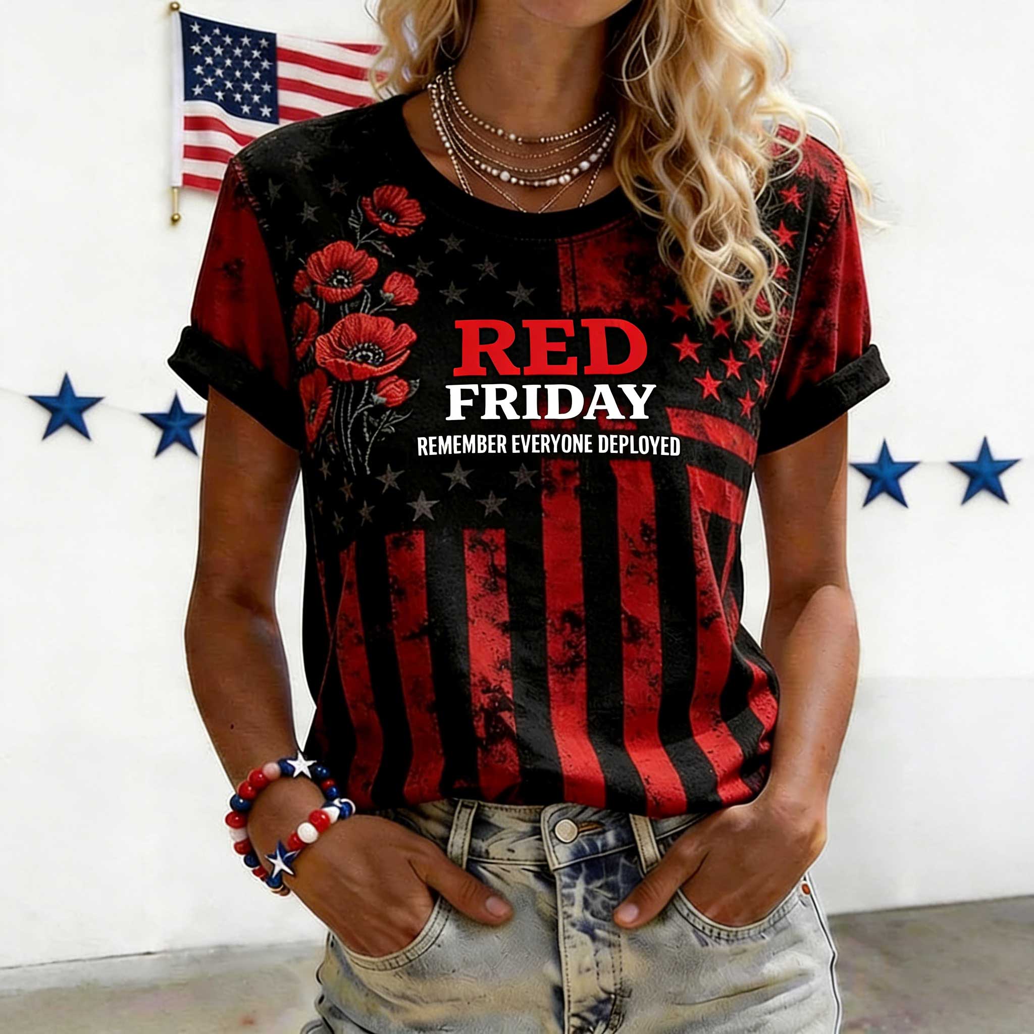 Women's  Red Friday Veteran Print T-Shirt
