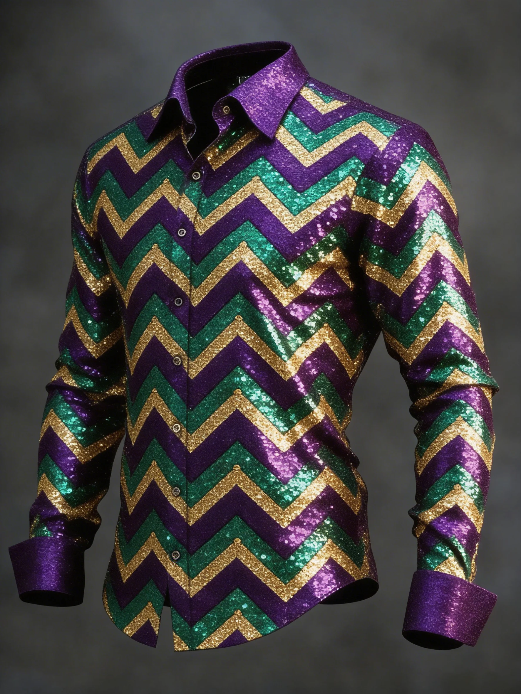 Men's Retro Mardi Gras Printed Casual Shirt