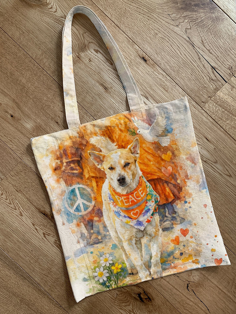Walk For Peace Aloka Floral Watercolor Ecofriendly Tote Bag