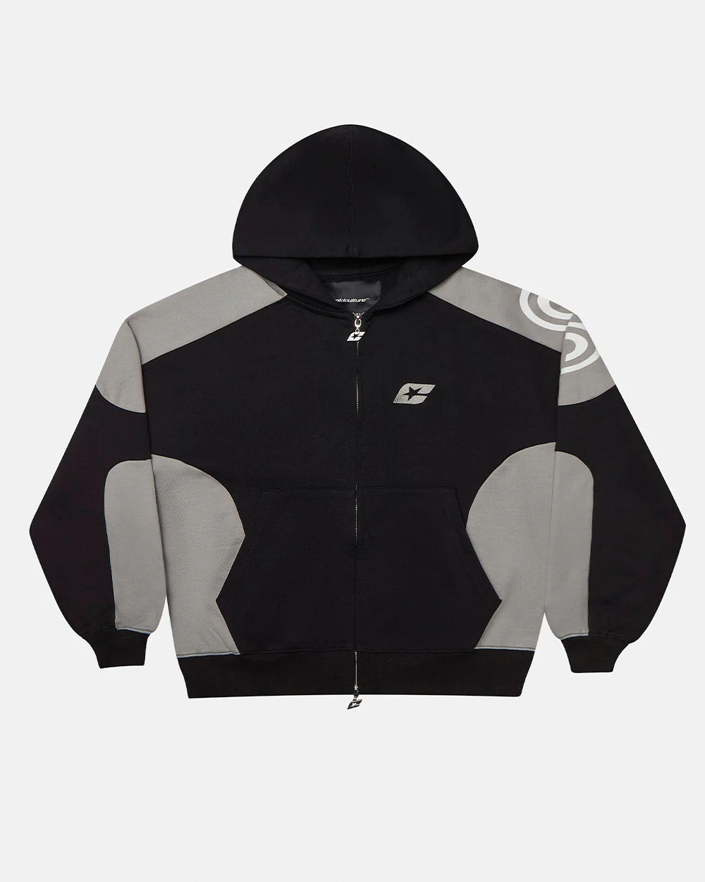 RIDER ZIP HOODIE BLACK & GREY