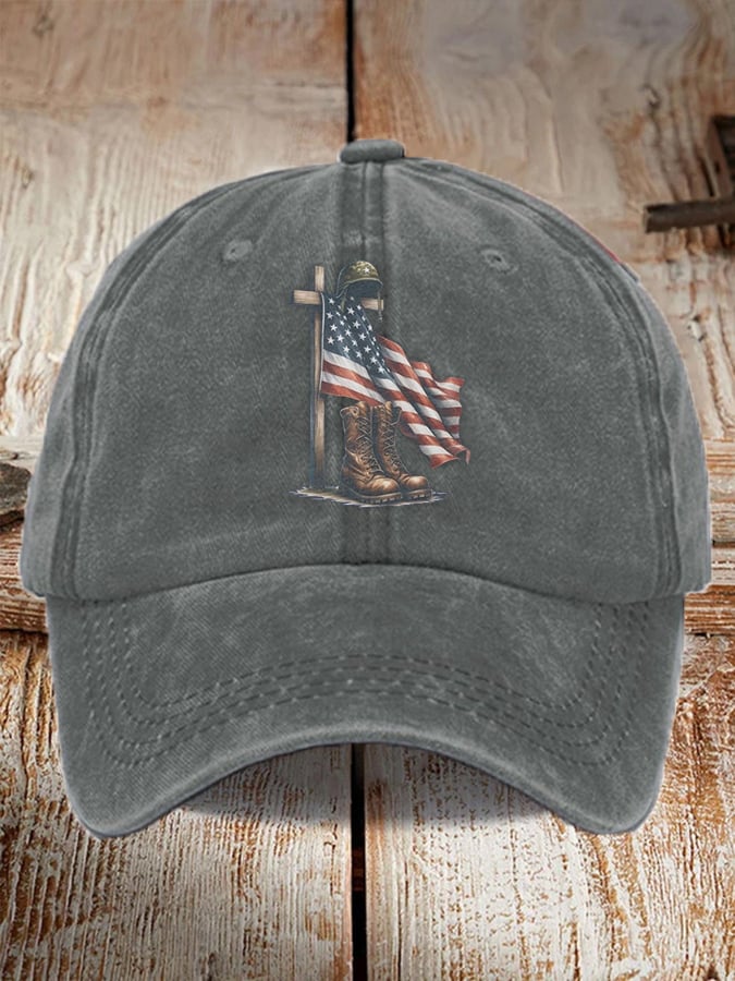 Unisex  Veteran's Faith Flag Print Baseball Cap