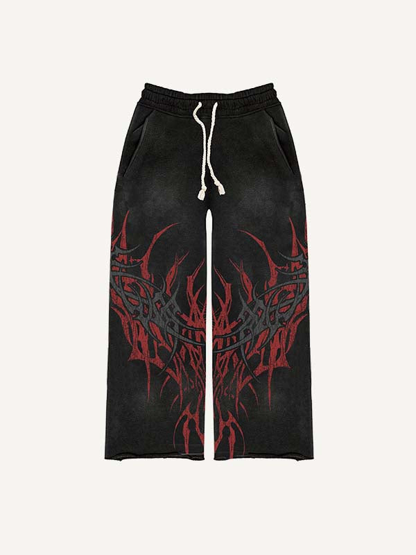Graphic Print Elastic Waist Pants