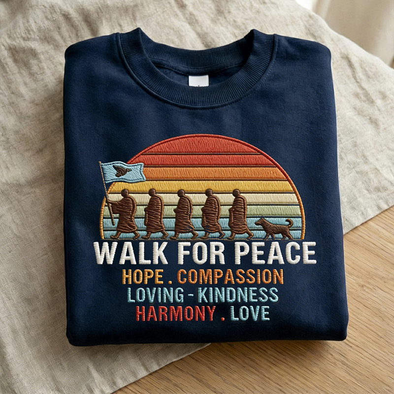 Walk For Peace Monks With Aloka Dog Comfy Sweatshirt
