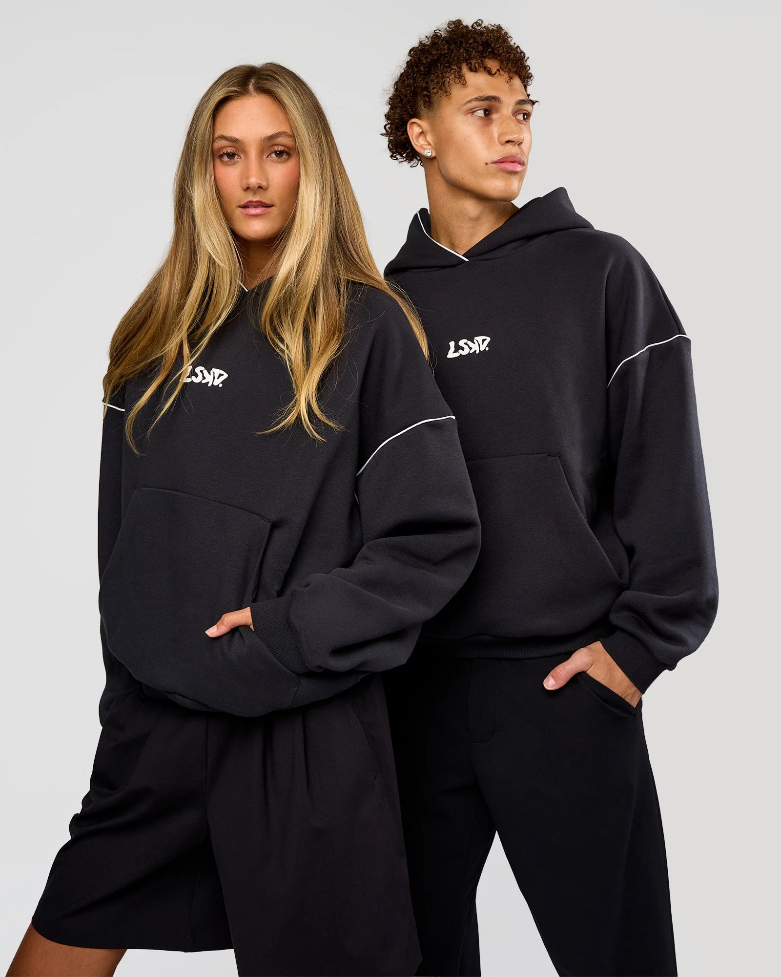 Axis Oversized Hoodie - Caviar-White