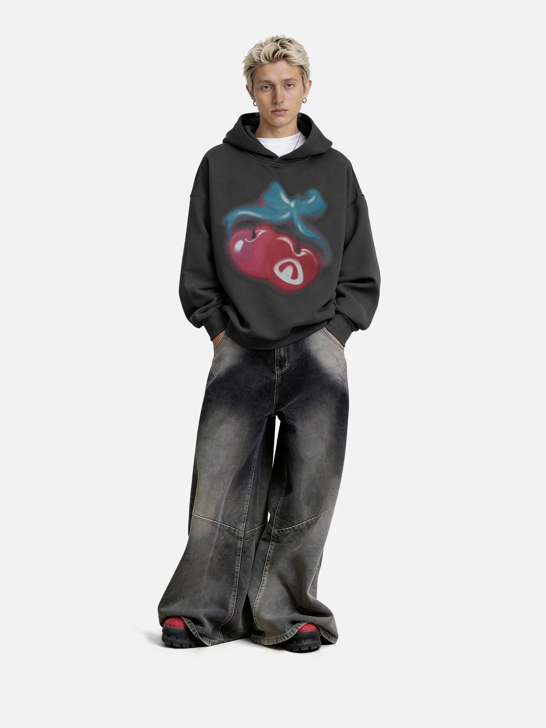 Aelfric Eden Oversized Cherry Pattern Pullover Hoodie