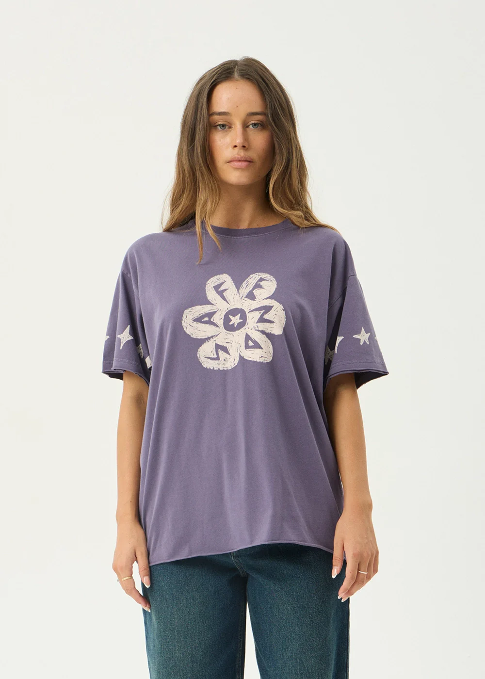 AFENDS Womens Raven - Oversized Tee - Vintage Aubergine