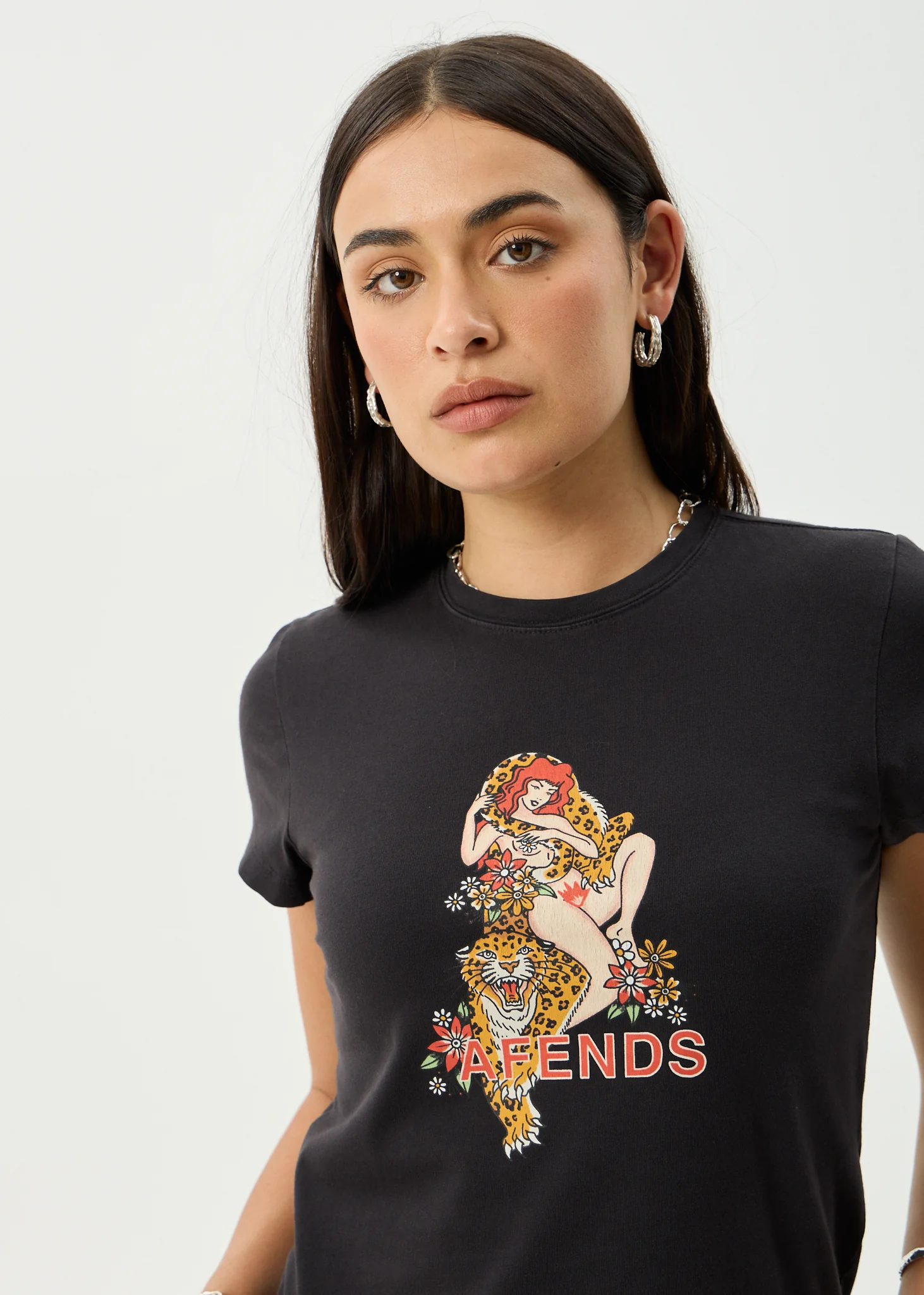 AFENDS Womens Hellcat - Baby Tee - Stone Black