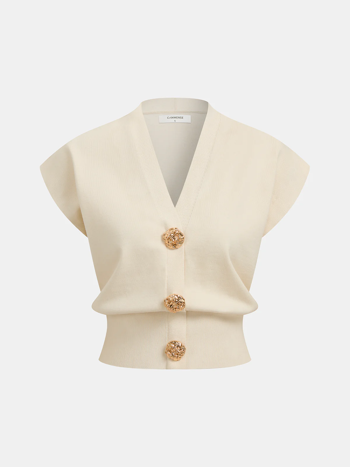 V-Neck Cap Sleeve Knit Top