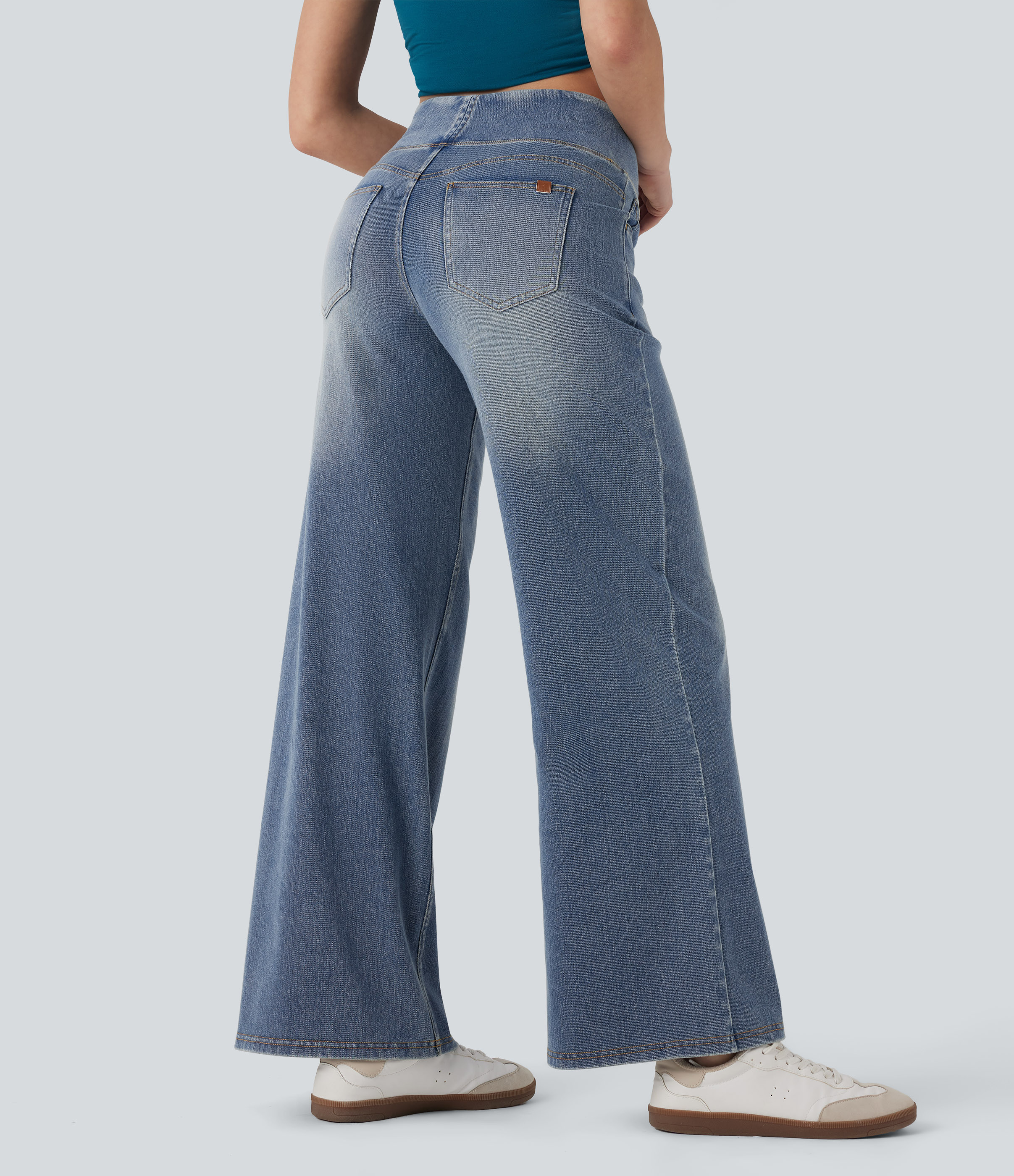 Halara Flex™ Mid Rise Tummy Control Casual Baggy Jeans with Pockets