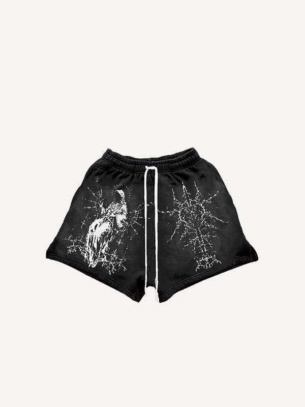 Figure&Wing&Graphic Print Drawstring Waist Shorts