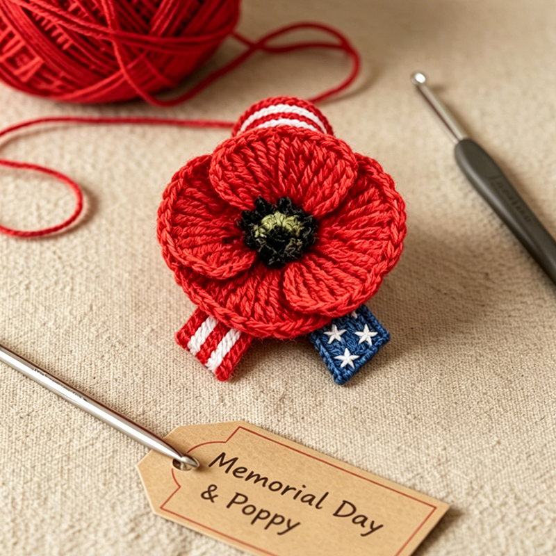 Unisex Memorial Day Poppy Exquisite Brooch