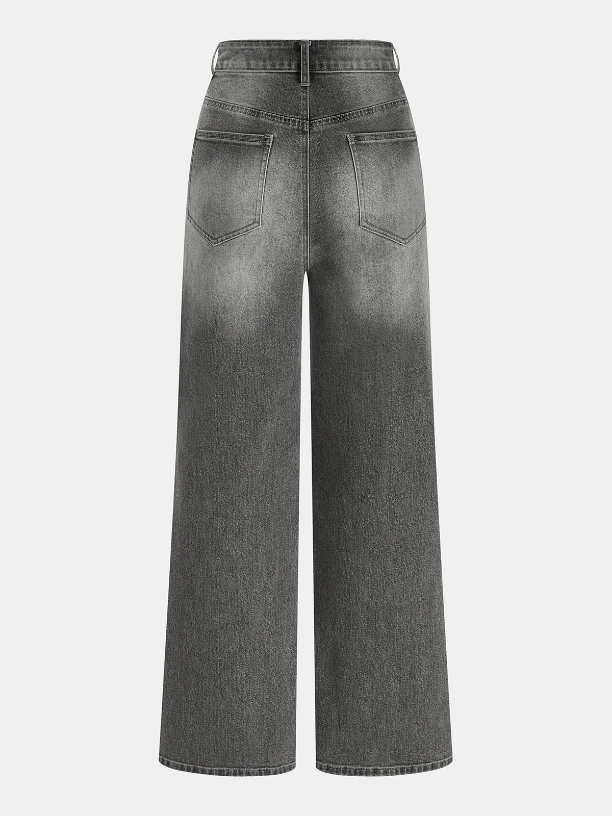 Mid-Waist Wide-Leg Denim Pants