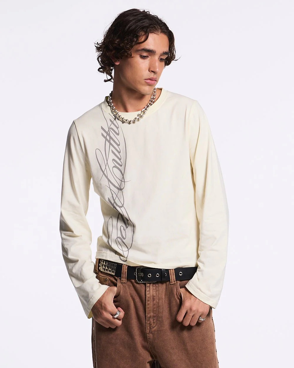 SCRIPT LONGSLEEVE TEE WHITE