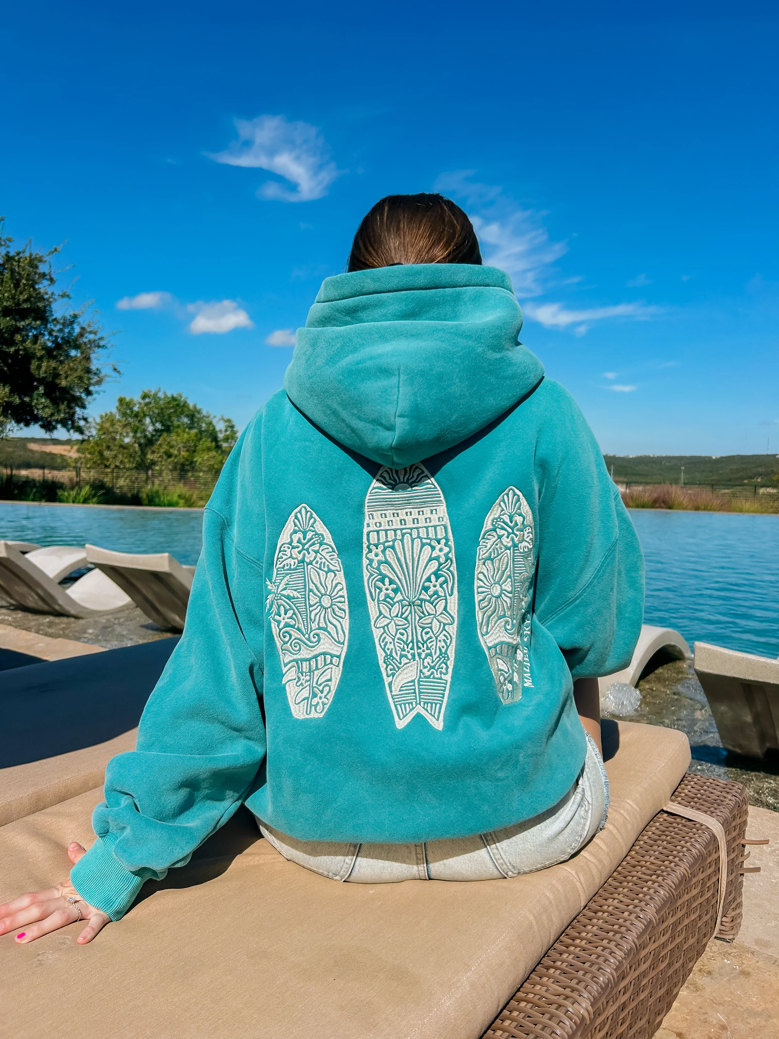Sunny Surf Hoodie- Vintage Teal