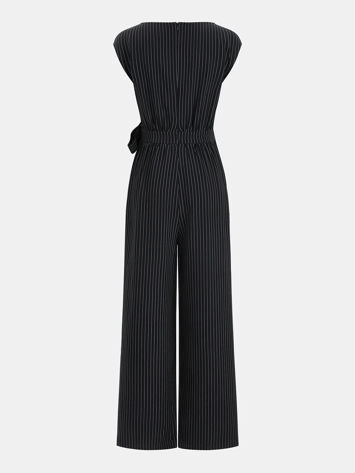 Striped Tie Waist Wide Leg Jumpsuit