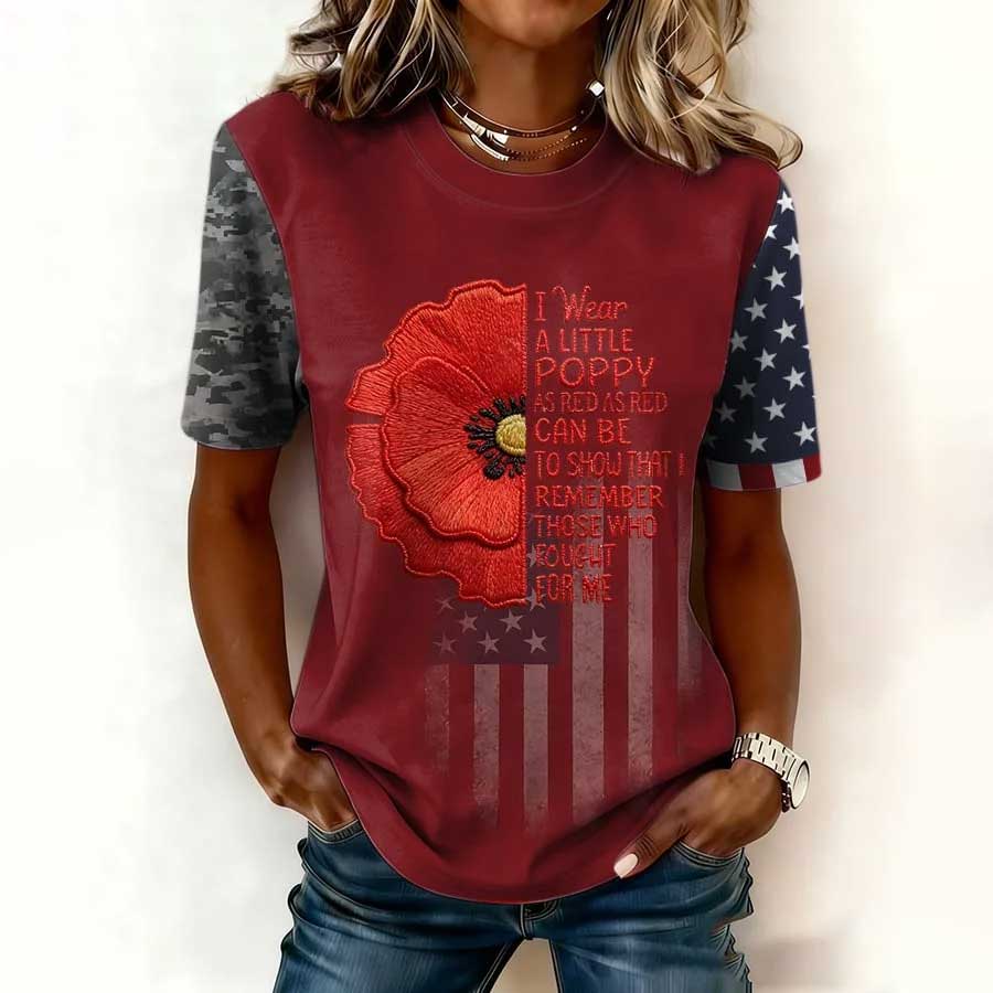Women's Casual Red Friday Print Short-Sleeve T-Shirt