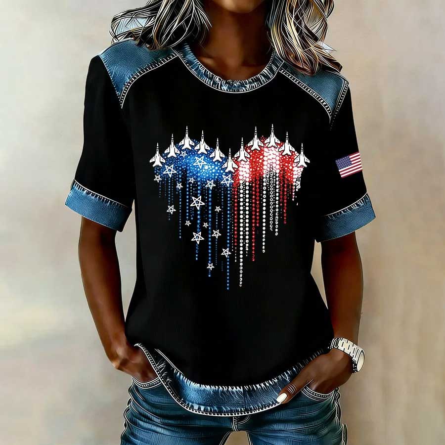 Women's Casua American PrintT-shirt