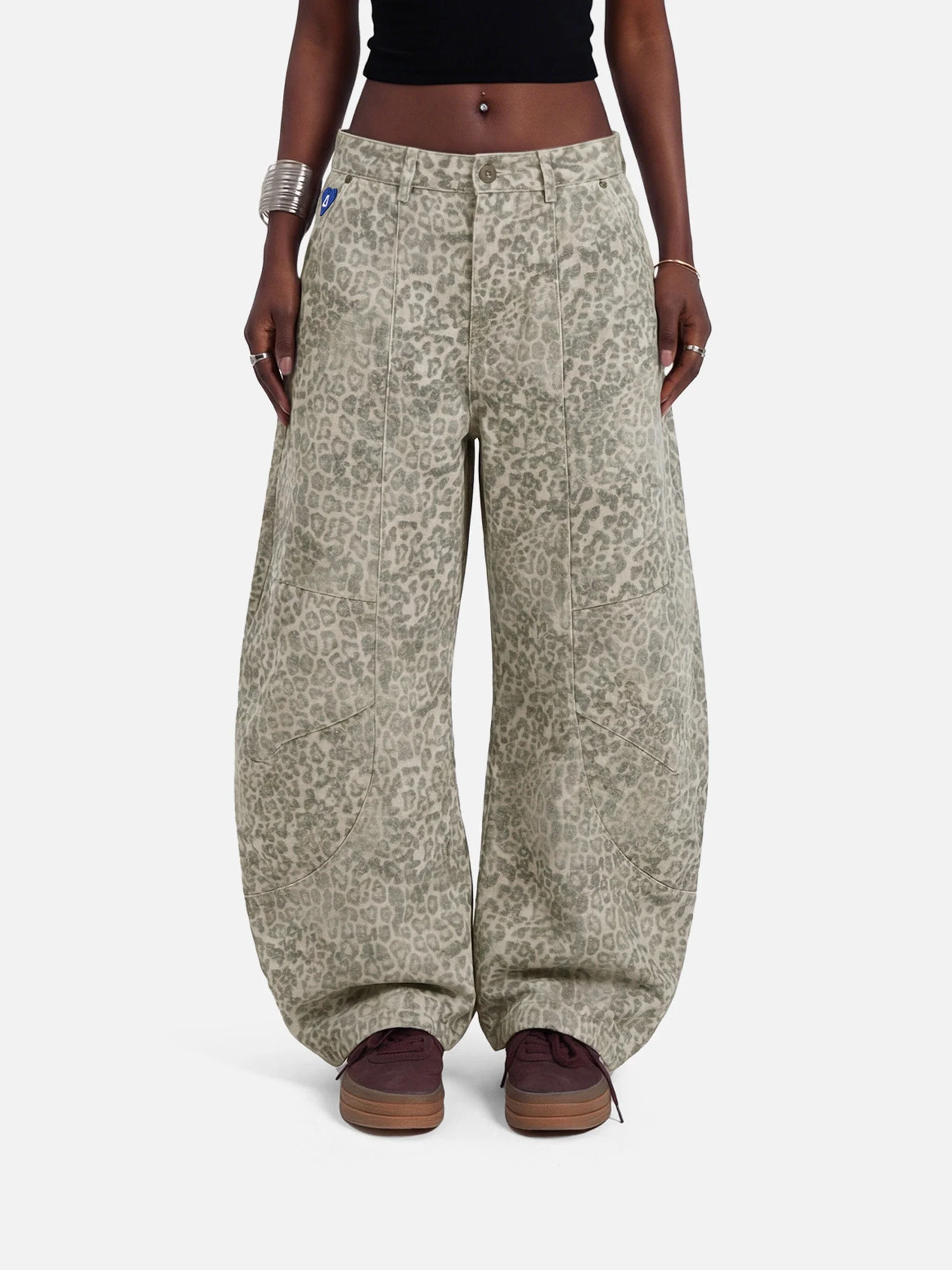 Aelfric Eden Baggy Barrel Leopard Jeans