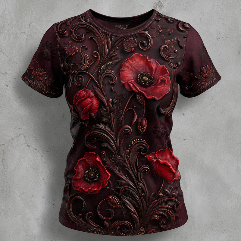 Women's Memorial Day Art Print Casual T-Shirt