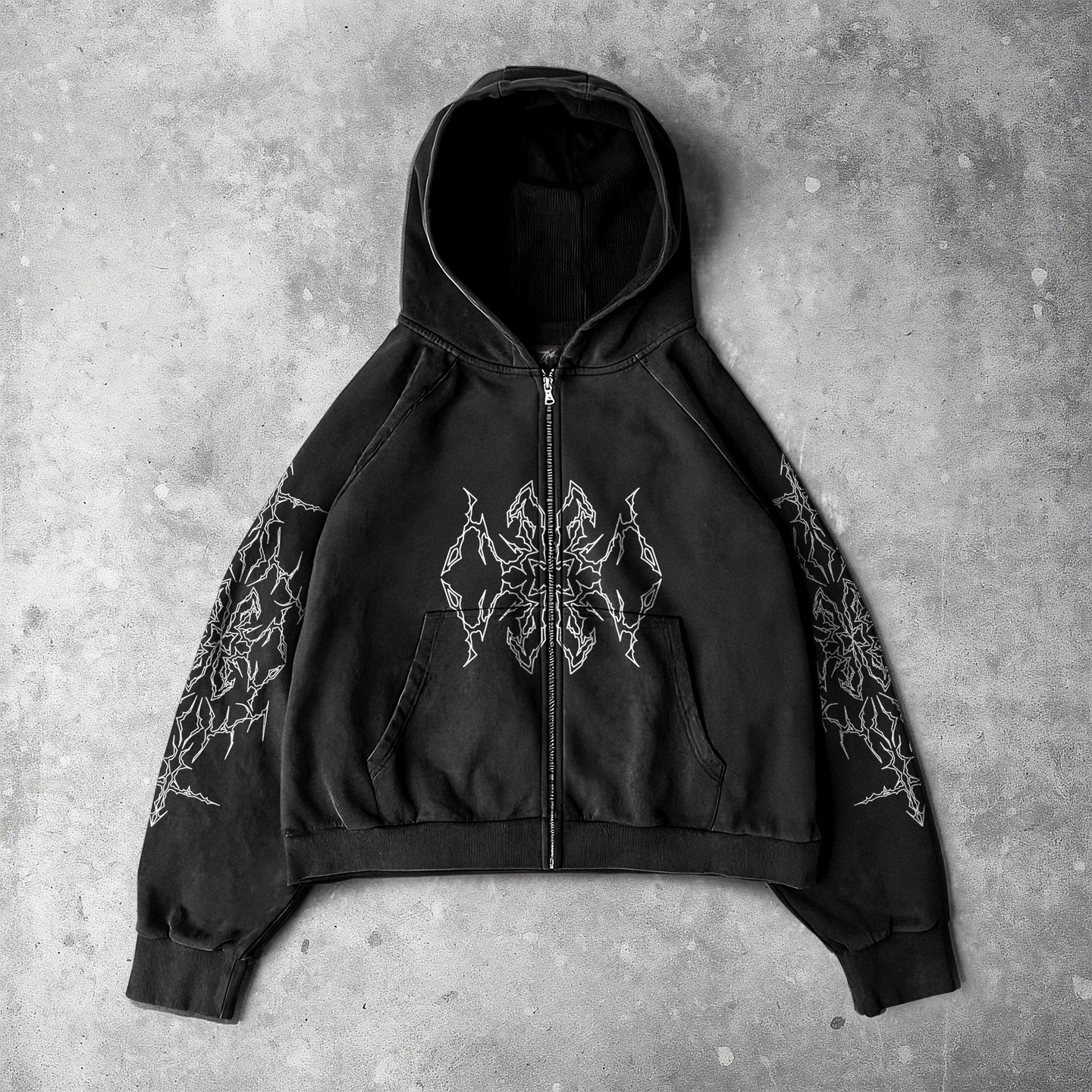 Basics Printed Zip-Up Hoodie