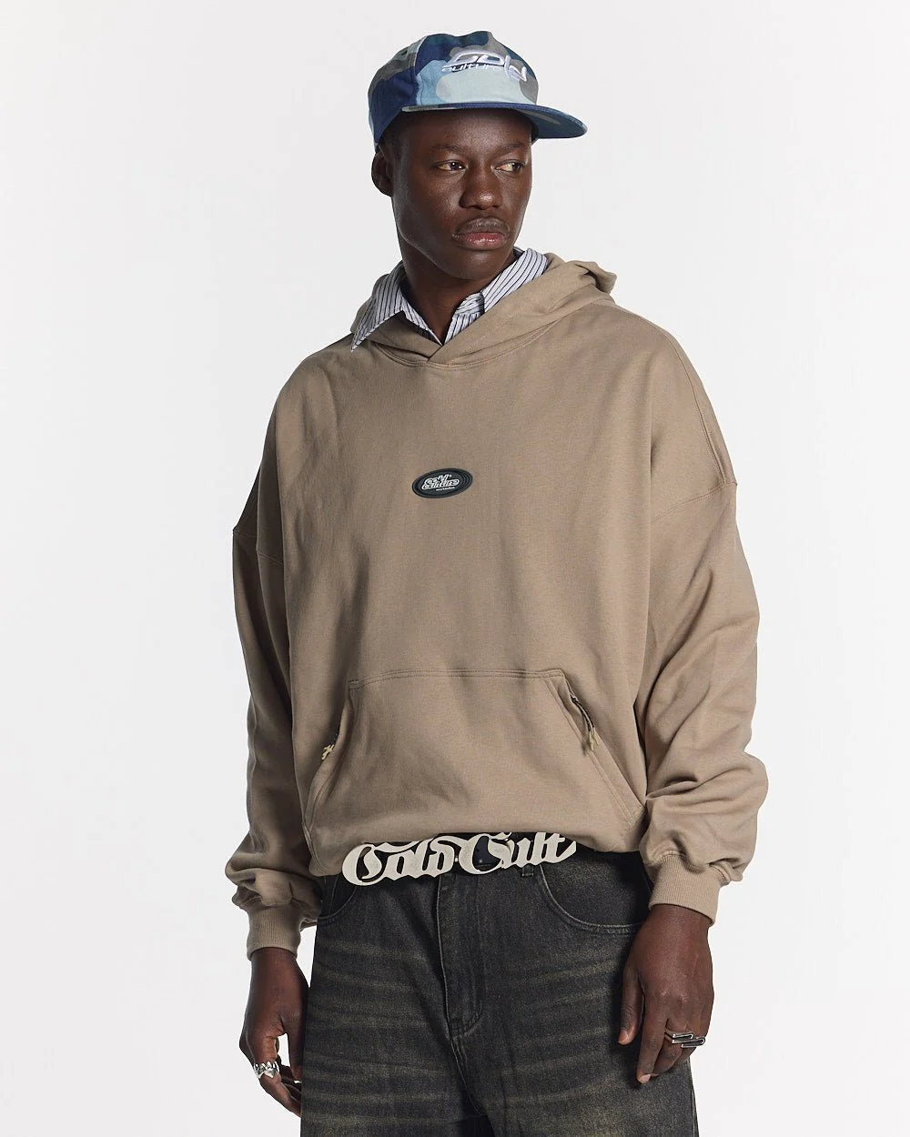 SILICONE DETAIL HOODIE SHADY BROWN