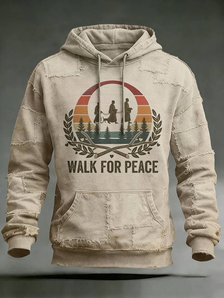 Men's Vintage Walk For Peace Casual Hoodie