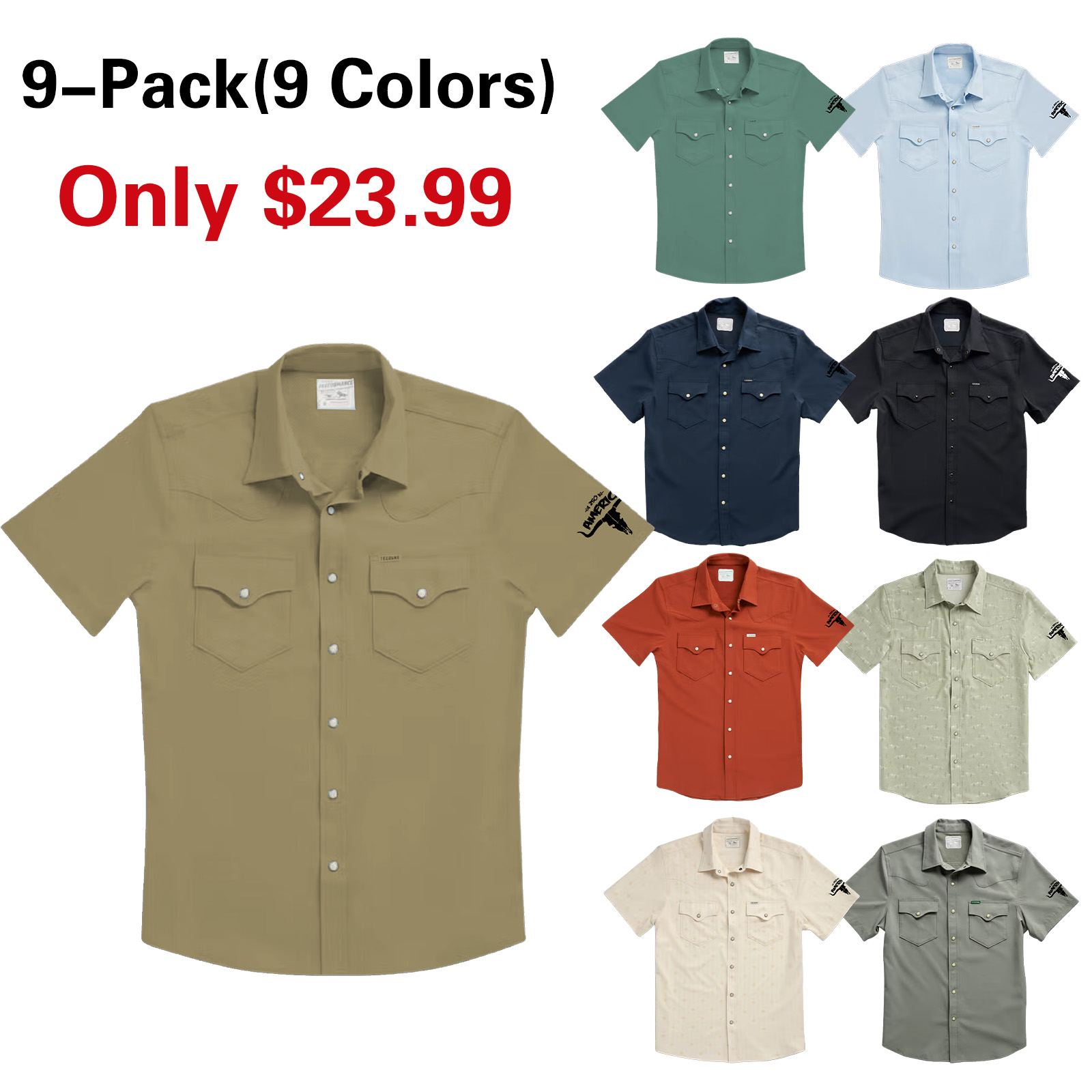 Men's Performance Western Short Sleeve Pearl Snap
