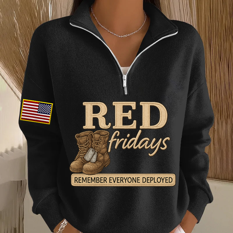 Women's Red Friday Printed Casual Sweatshirt