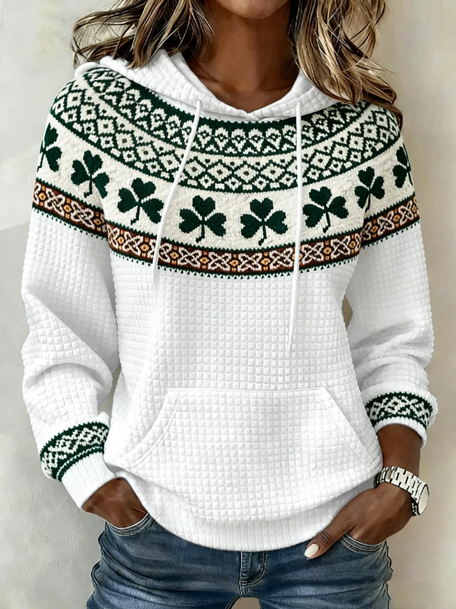 Women's St. Patrick's Day Shamrock Art Print Hoodie