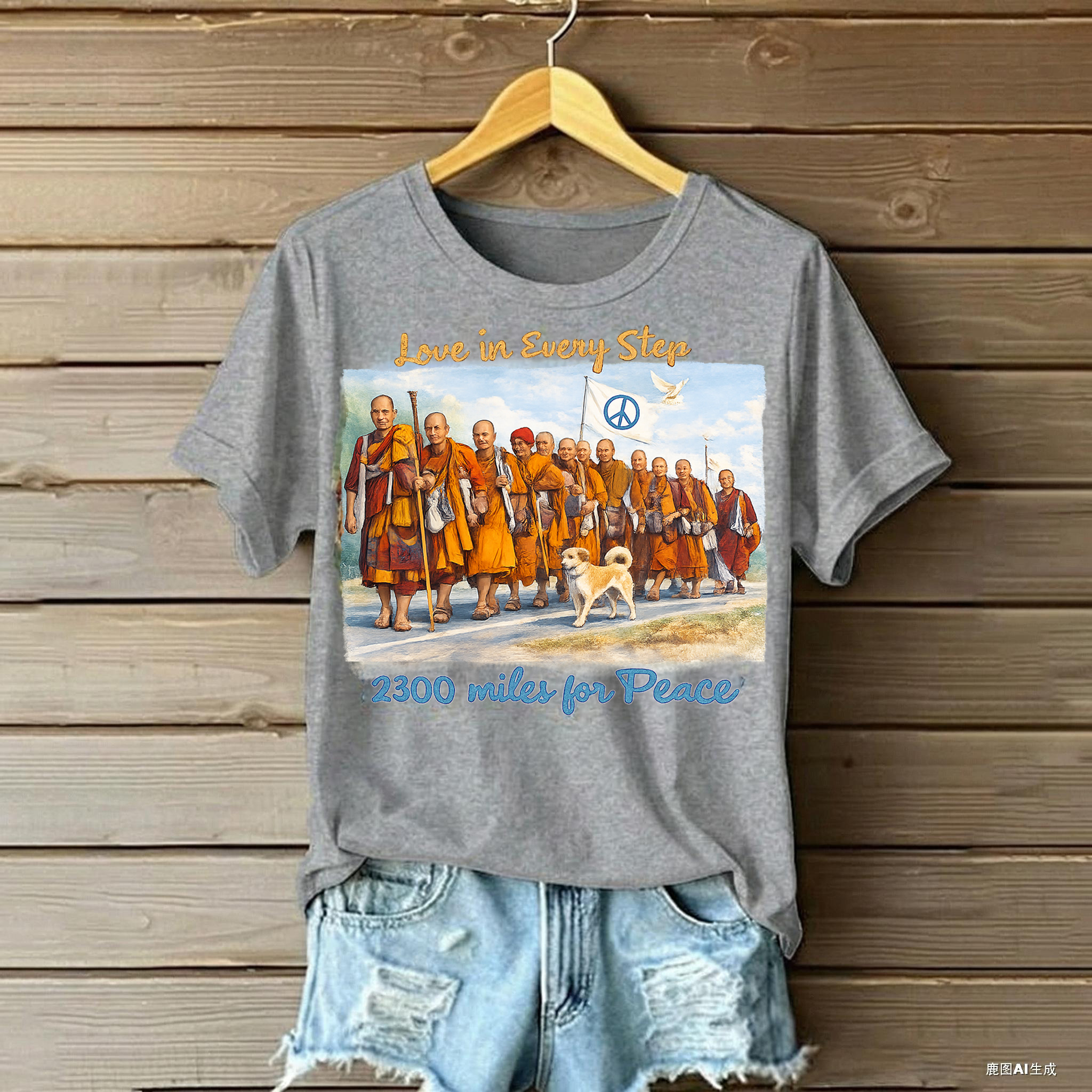 Monks' Peace Walk Print Casual Sweatshirt