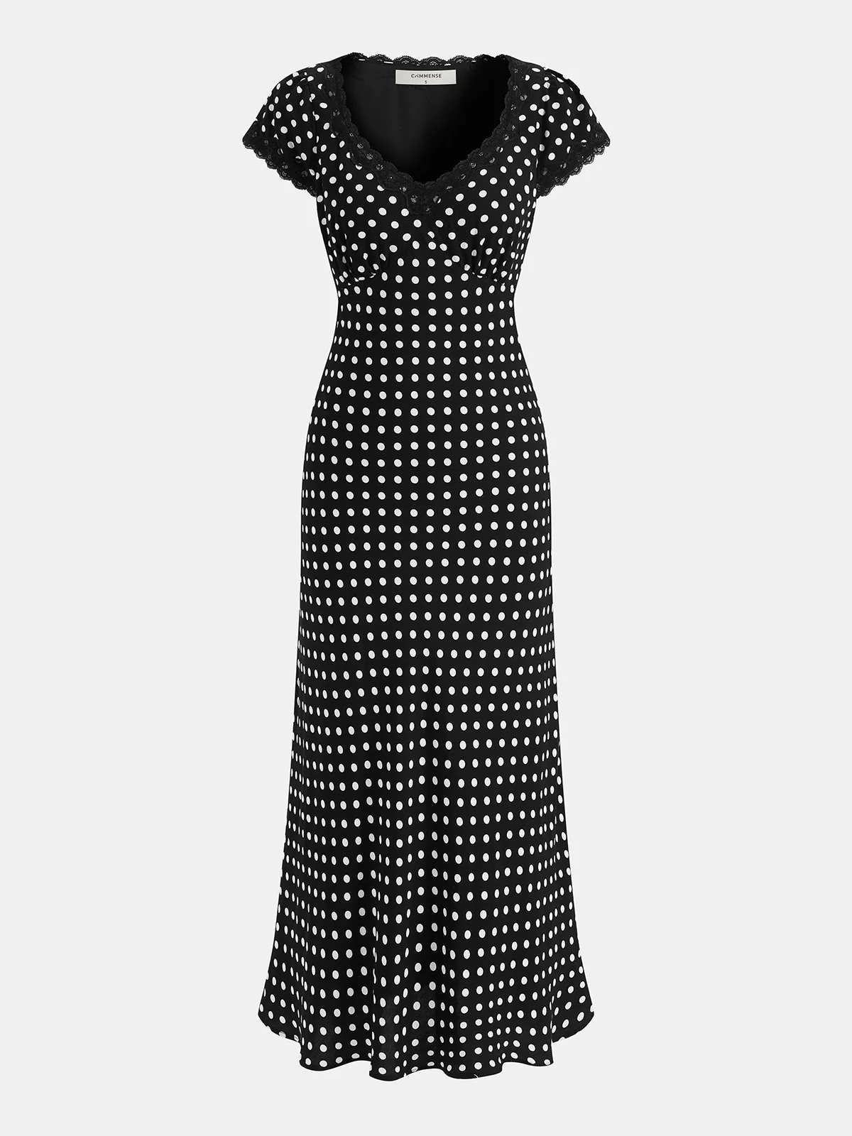 Polka Dot Lace V-Neck Maxi Dress