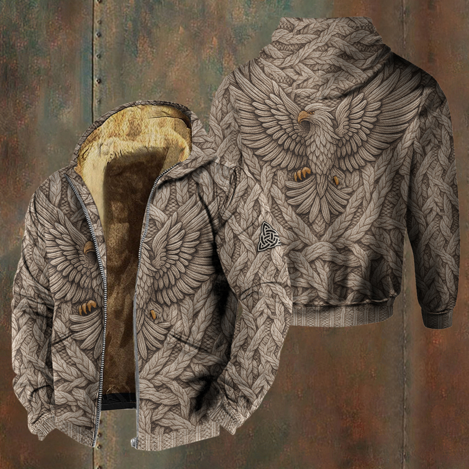 Men's Viking Eagle Print Zipper Jacket