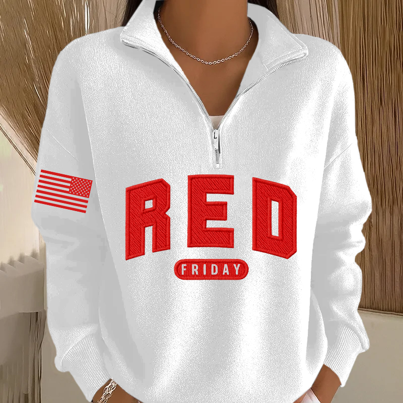Women's Red Friday Printed Casual Sweatshirt