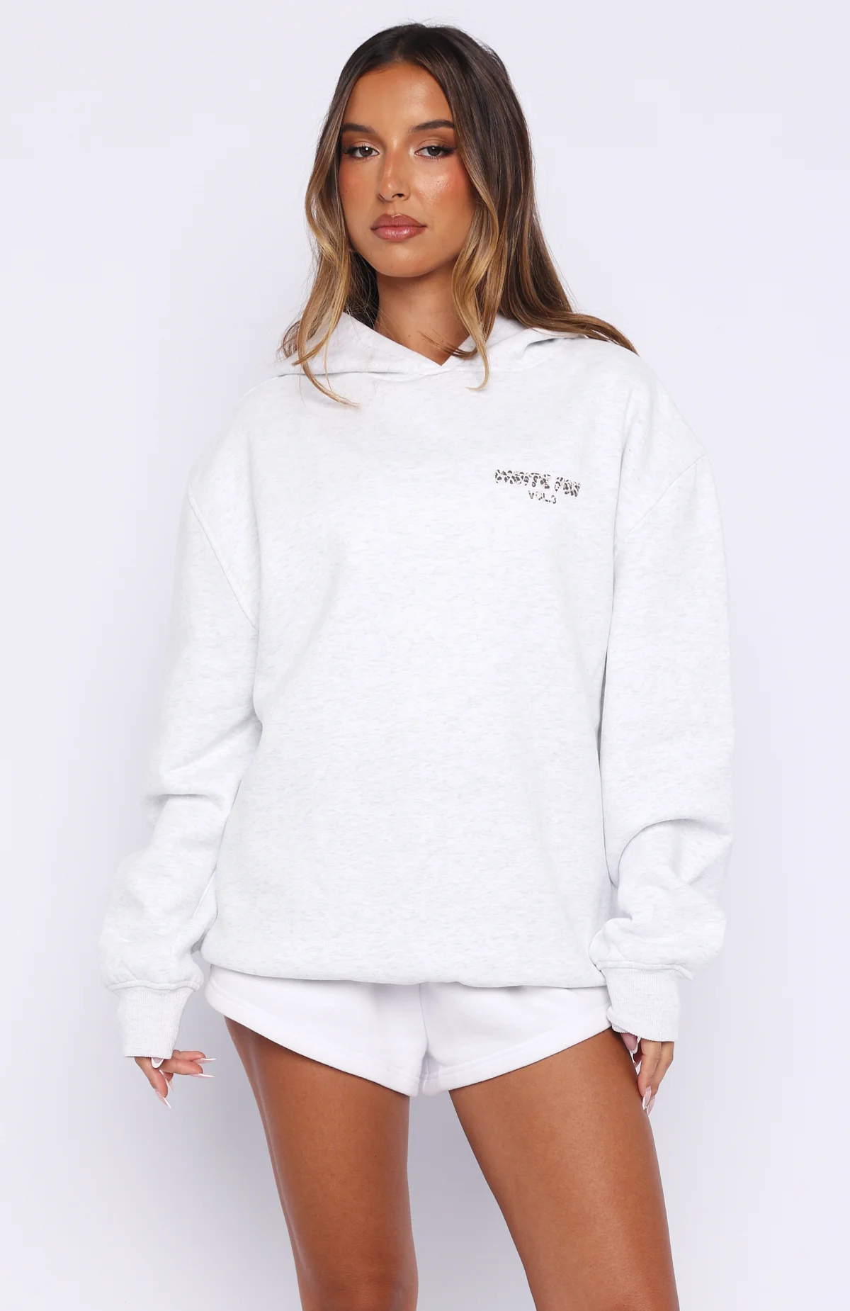 Offstage Printed Oversized Hoodie Grey Marle/Leopard